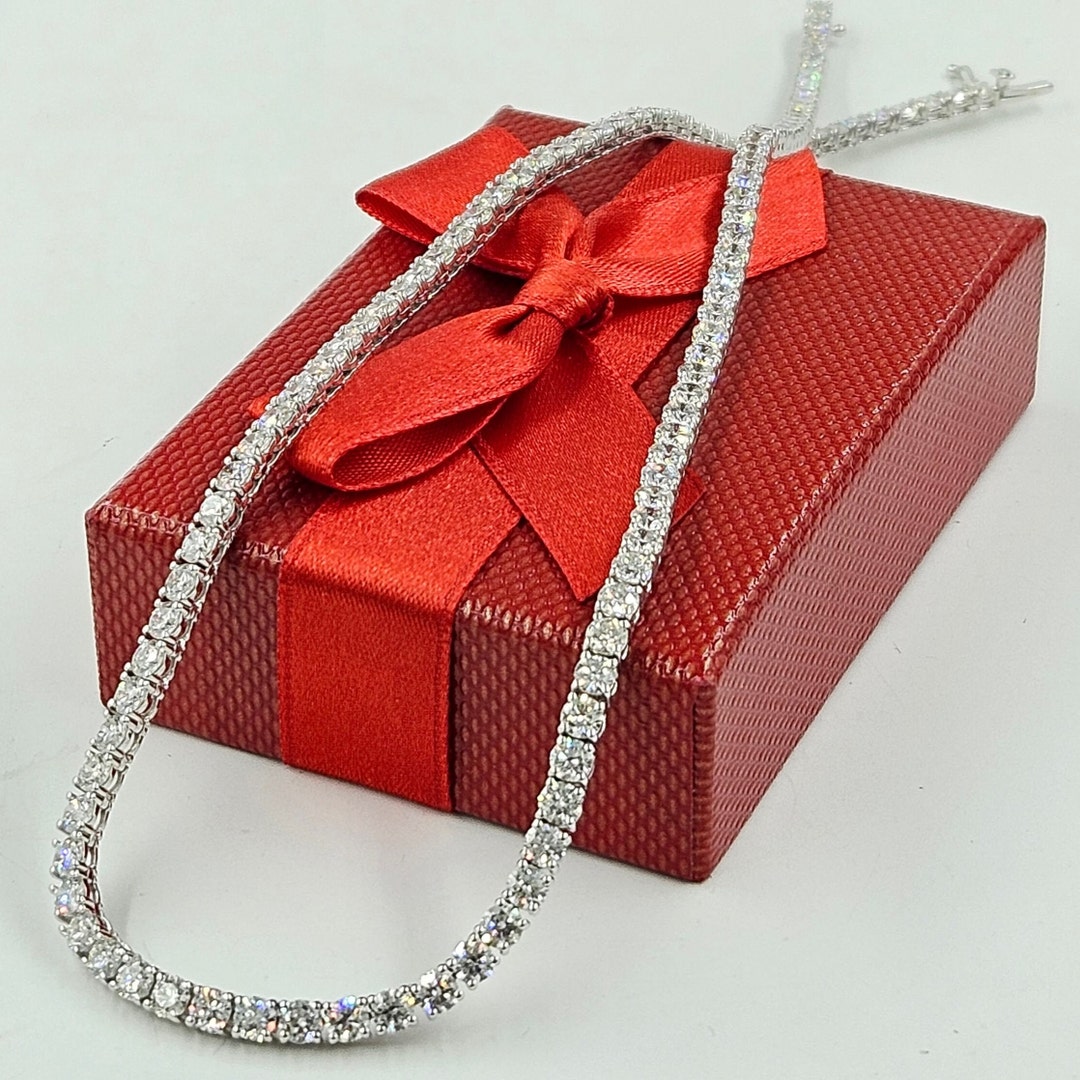 17ct Diamond Tennis Necklace/natural Round Diamond Tennis Necklace
