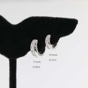 Eenvoudige hoepel oorbellen natuurlijk diamant kraakbeen / diameter mini-oorbellen 9,5 mm / 3 mm breedte kraakbeen oorringen / jubileumcadeau