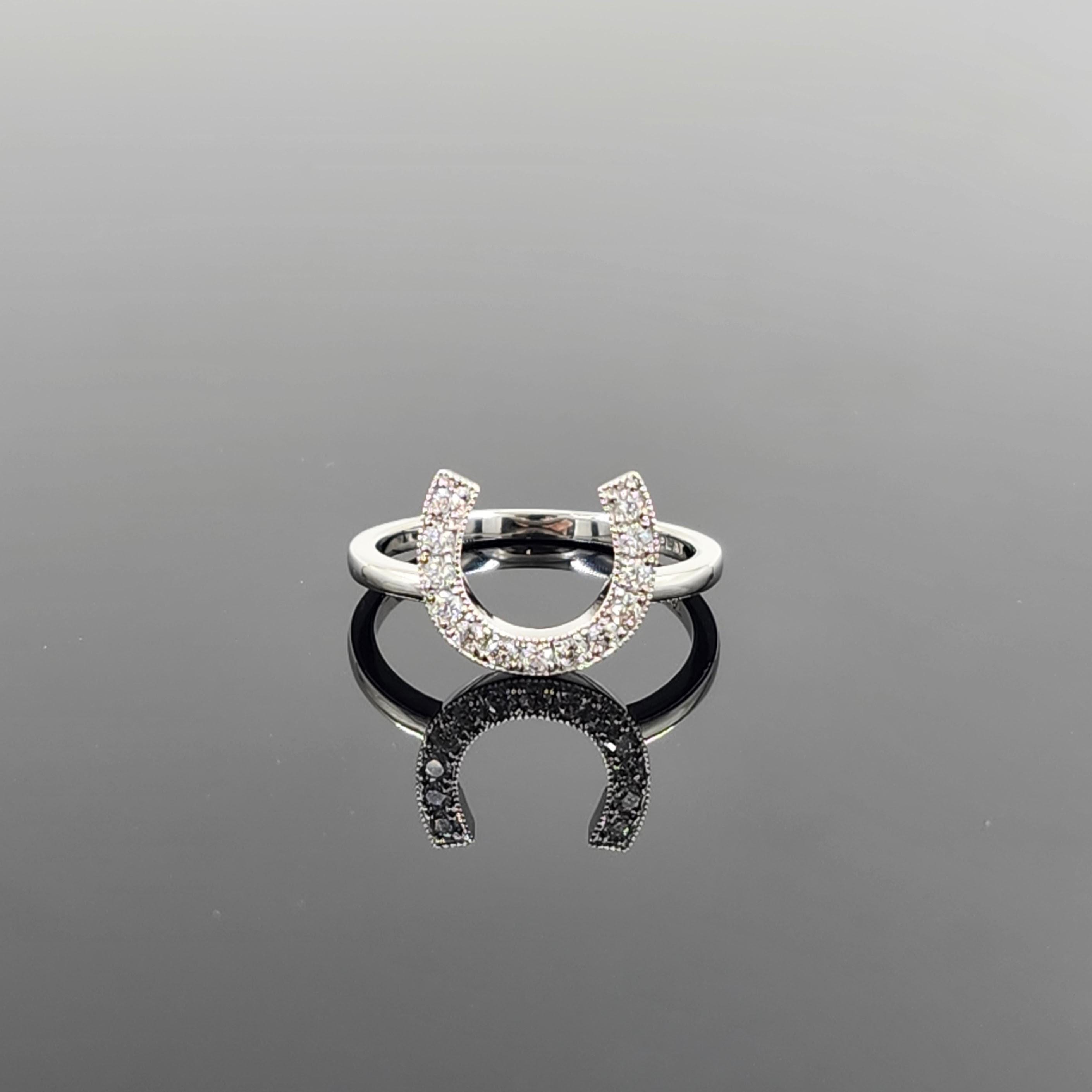Stackable Horse Shoe Natural Diamond Wedding Band / Unique
