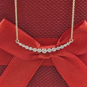 Natural Diamond Bar Single Prong Pendent/Natural Diamond bar Necklace/14K Gold Diamond Necklace/Anniversary Necklace/Anniversary Gift