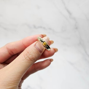 14k Solid Gold Ring: Yellow Sapphire Stackable Wedding Band