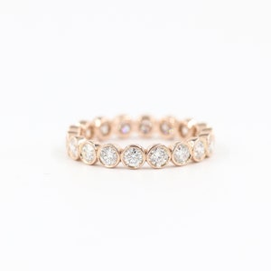 Handmade 14K Gold Full Eternity Diamond Bezel Ring