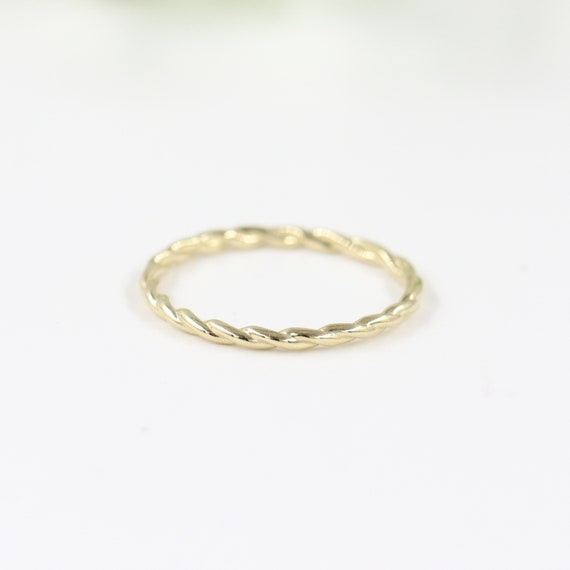 14k Solid Gold Twist Ring: Twisted Rope Wedding Band
