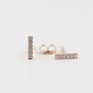 6 Natürliche Diamant Ohrstecker/14K Gold Minimalist Diamant Ohrstecker/Diamant Bar Ohrringe/Diamant Bar Ohrstecker/Geschenke für sie