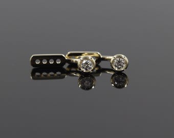 Natura Diamond Jacket Earring/14K gold Bezel Set Diamond Earring/Ear Jacket Earring/Diamond Earring/Single or Pair Earrings/Anniversary gift