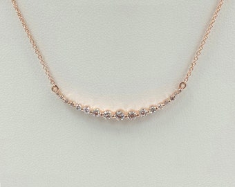 Diamond bar Necklace / 14K Gold Necklace / Anniversary Necklace / Anniversary Gift / Gift for Her