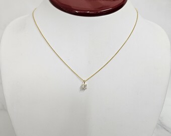 Handmade 14K Gold .30ct Diamond Solitaire Pendant Necklace