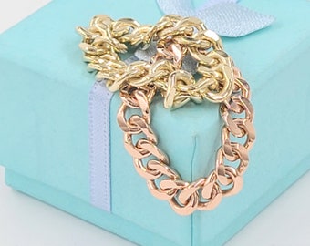 Handmade 14K Solid Gold Cuban Link Ring - Stackable Chain Ring (5.4mm)
