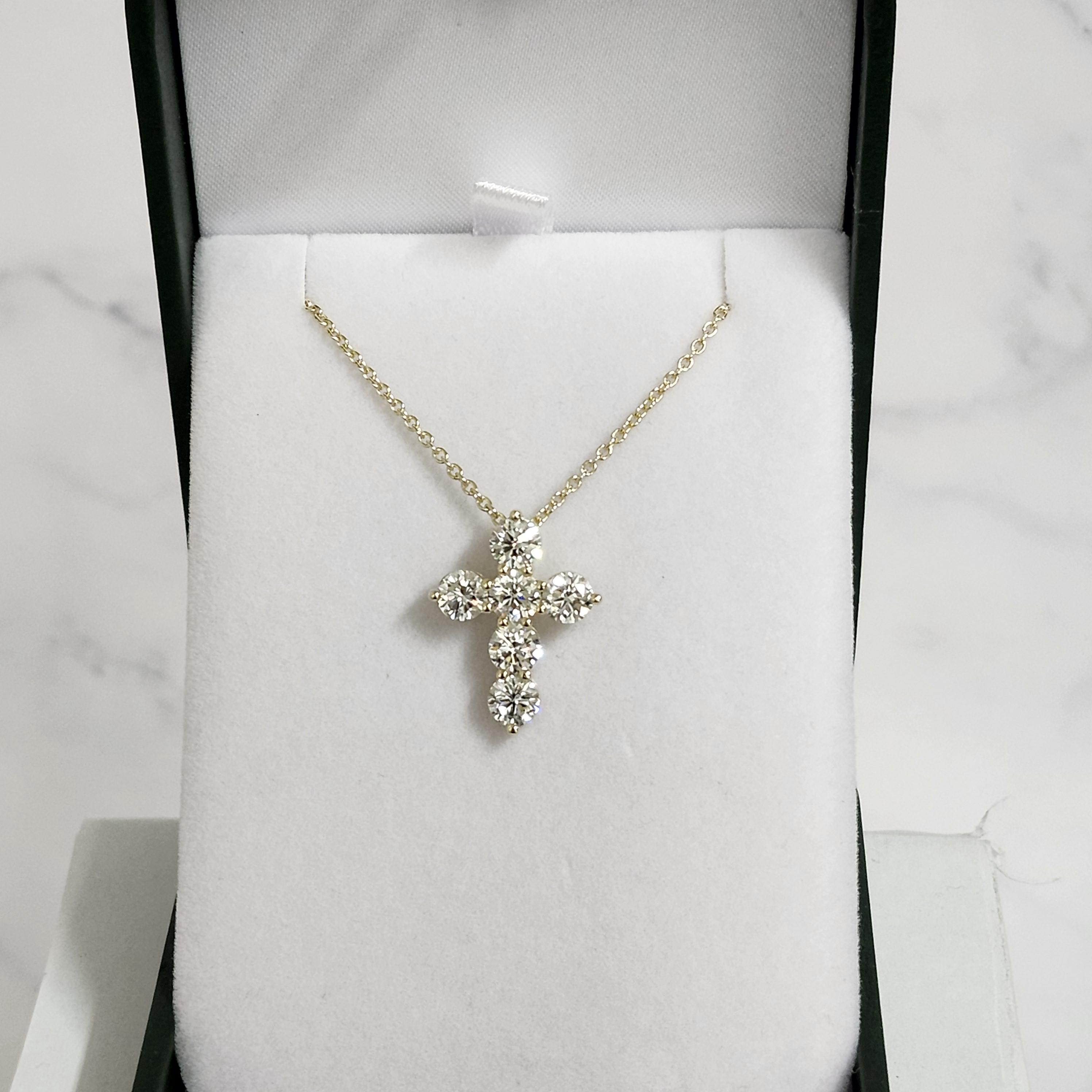 2.7ct Round Diamond Cross Necklace /luxury Cross Lab Grown