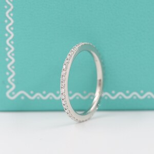 14K Gold Full Eternity Diamond Wedding Band - Handmade Minimalist Ring