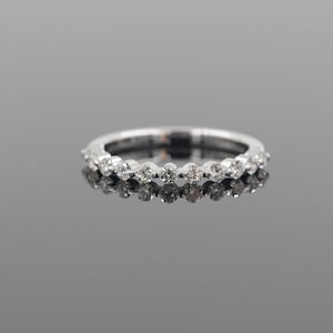 Natural Diamond Half Eternity Wedding Band - 14K Gold Single Prong Ring