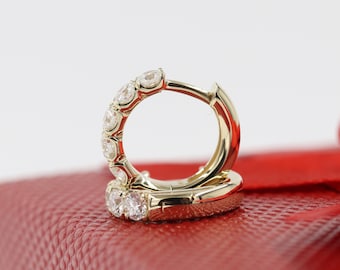 Natural Diamond 0.7ct Diamond Hoop Earrings/Diameter 11mm,12mm,13mm Hoop Earrings/ Diamond Hoop Earrings/Anniversary gift/Single or Pair