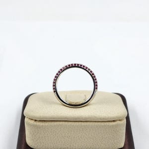 14K Gold Natural Diamond,Ruby 3.3mm Wedding Band: 14K Gold 3/4 Eternity Stackable Ring-Anniversary Ring