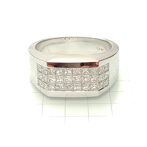 Invisible Set Princess Cut Diamond 1.9ct Men's Ring/Diamond Invisible Set Wedding Band/Gift For Him/Men's Diamond Ring image 5