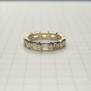 Bezel Set Emerald Cut Diamond Eternity Band - 14K Gold Anniversary Ring