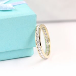 14k Gold Diamond Wedding Band: Full Eternity Channel Set Ring