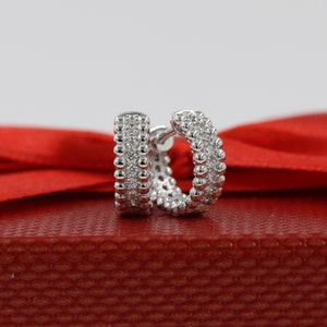 Handgemaakte dubbele kraal hoepeloorbellen/diameter 11,5 mm diamanten oorbellen/diamanten hoepeloorbel/volledige diamanten hoepel/verjaardagscadeau