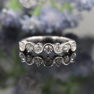 Natural Diamond Wedding Band: Stackable 14K Gold Anniversary Ring