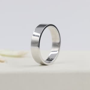 Handmade 14k Gold Wedding Band: Simple Flat Ring, 4.3mm