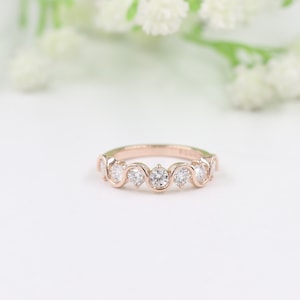 Natural Diamond Wedding Band: Stackable 14K Gold Anniversary Ring