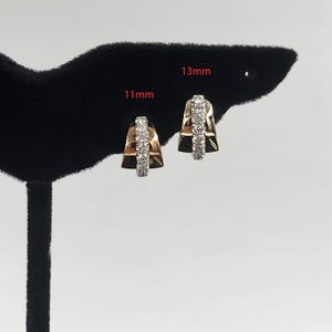 Diameter 13mm Diamond Earrings/14K,18K gold Two Tone Natural Diamond Hoop Earrings/Diamond Hoop Earring/Anniversary gift/Gift for her