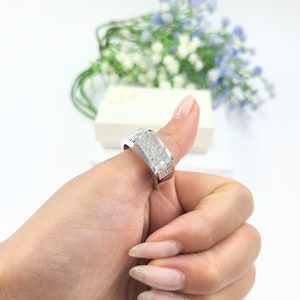 Invisible Set Princess Cut Diamond 1.9ct Men's Ring/Diamond Invisible Set Wedding Band/Gift For Him/Men's Diamond Ring image 9