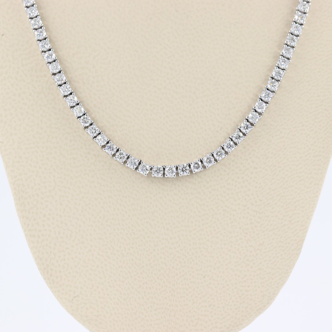 11ct Diamond Tennis Necklace/natural Round Diamond Tennis Necklace/diamond Engagement Necklace
