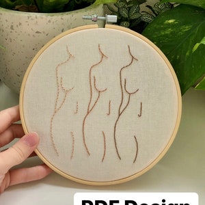 Embrace your skin PDF Instructions & design// Female Body//  Embroidery in Hoop// Body Positive// body line art// Shelf art.