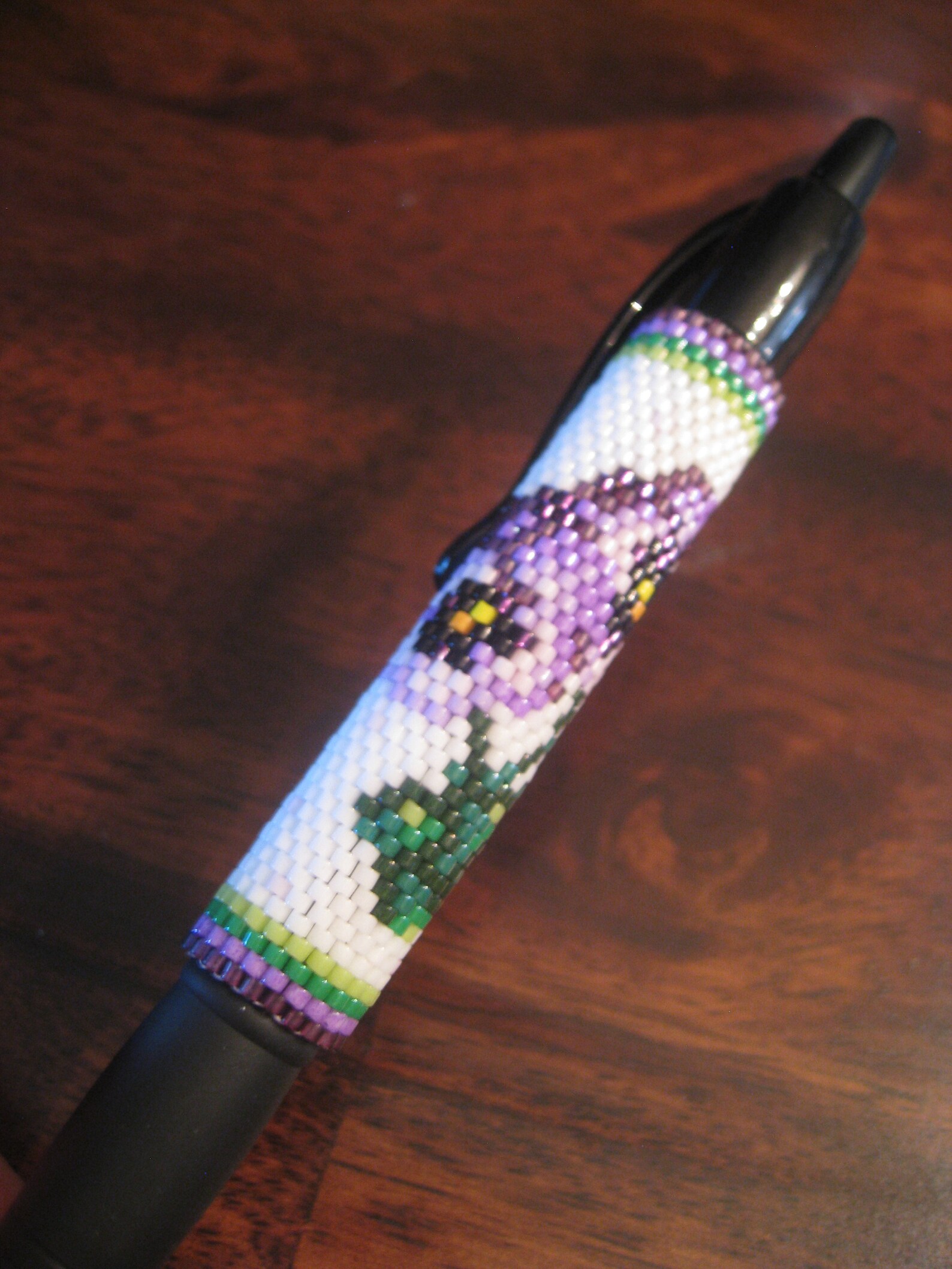 Pansey floral beaded pen wrap Etsy