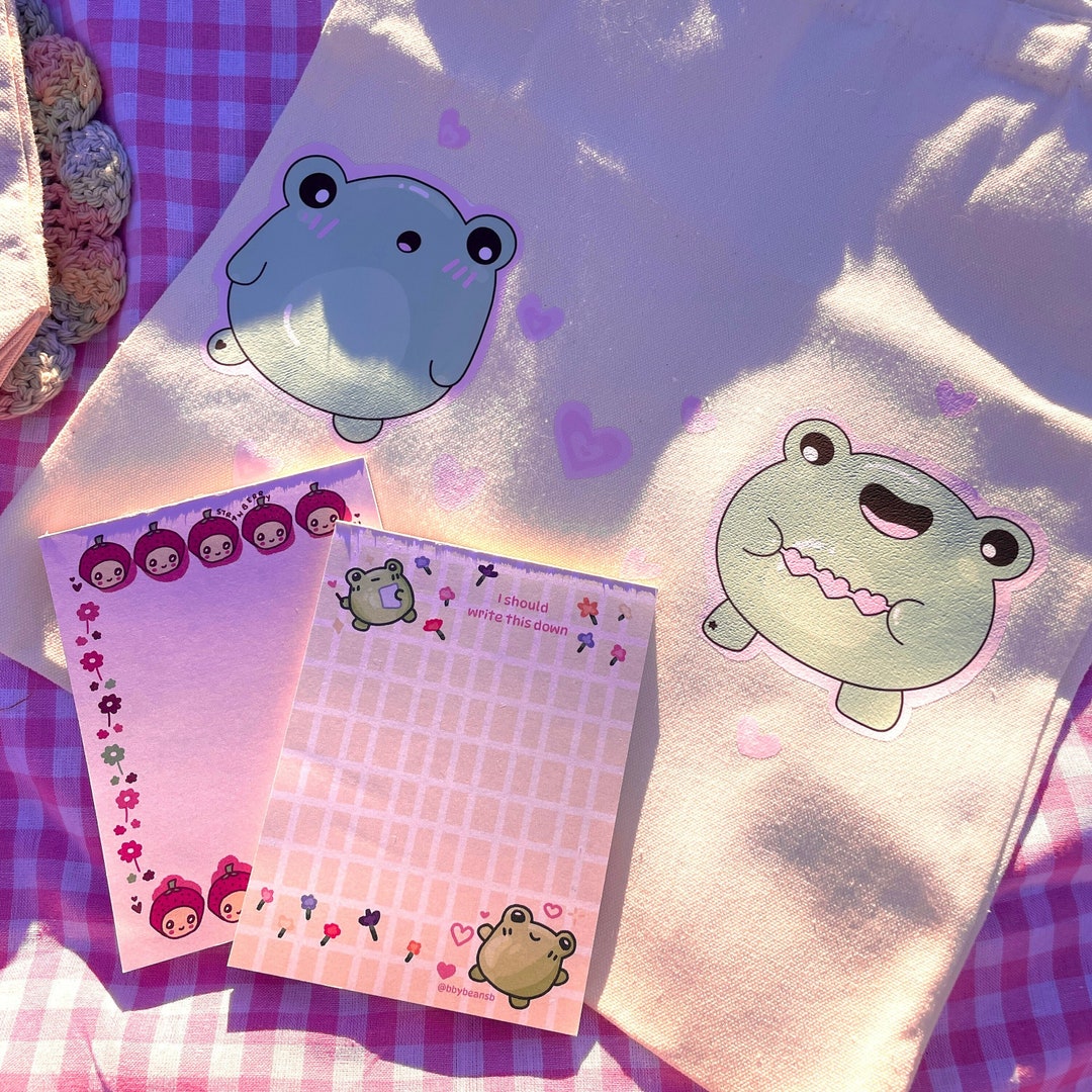 Strawberry Frog Cute Kawaii Adorable Drawing Notepads Notebook Post It ...