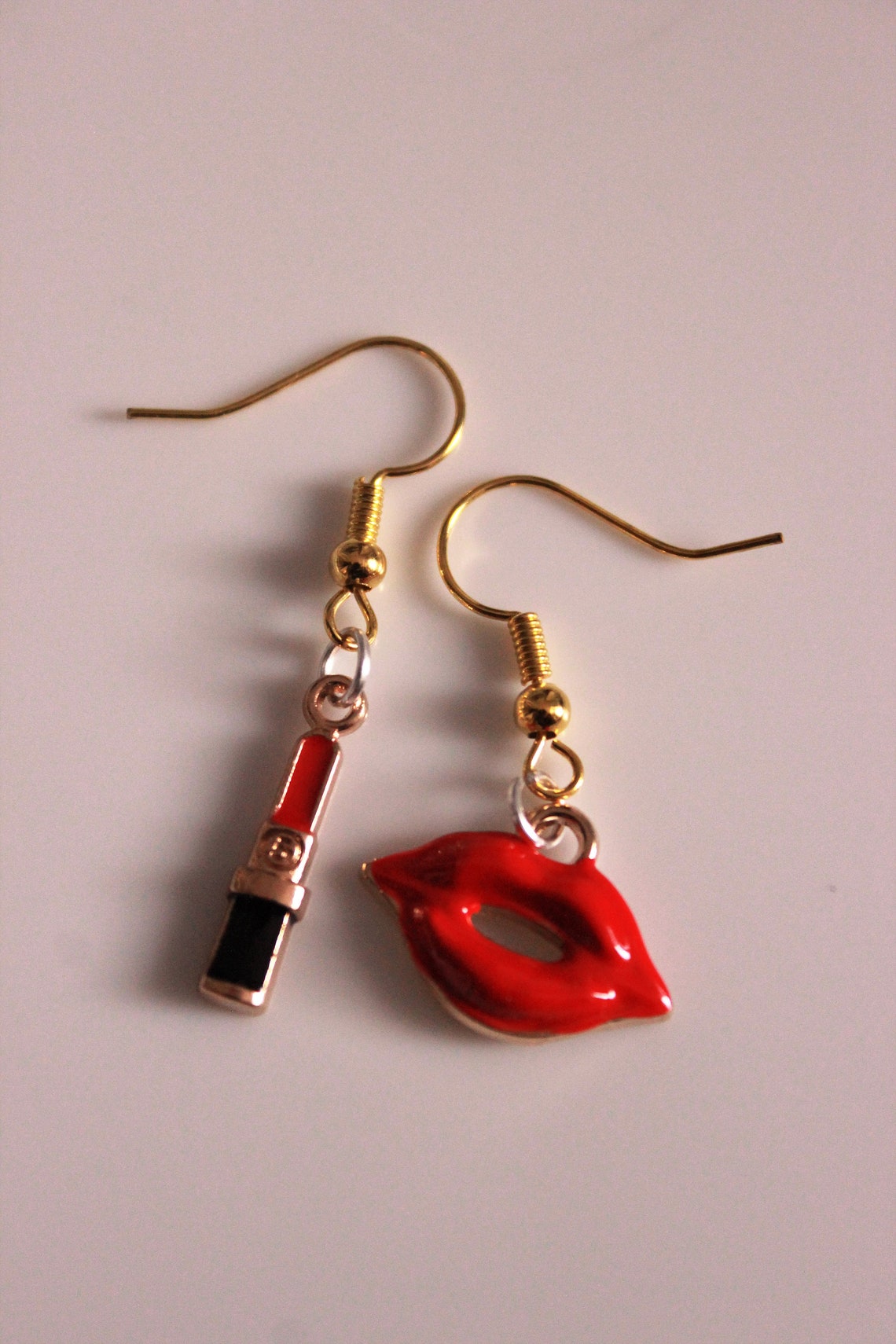 Lipstick earrings lips earrings mismatched earrings dangle Etsy