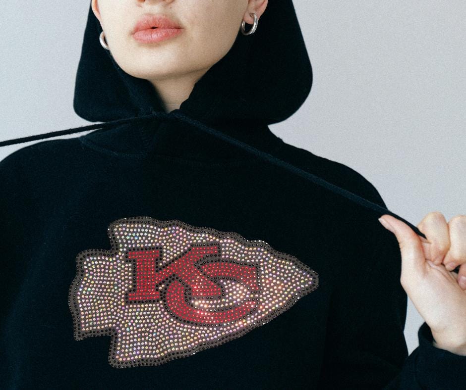 Custom rhinestone team hoodie choose your favorite team!