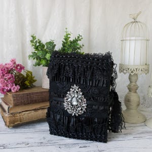 Handmade Gothic Writing Journal | Victorian Lace Scrapbooking Album | Dark Theme Junk Journal