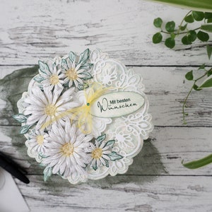 Biglietto di auguri in carta fatta a mano in 3D/ Biglietto di congratulazioni con fiocco di nastro per lei/ Biglietto di compleanno con fiori di carta lavorati, biglietto di congratulazioni per tutte le occasioni