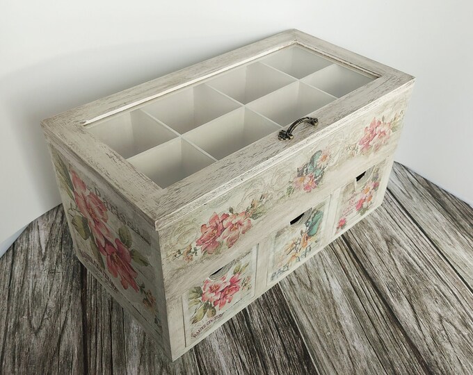 Vintage Tea Box Tea Box With Compartments Teebox Tea Etsy