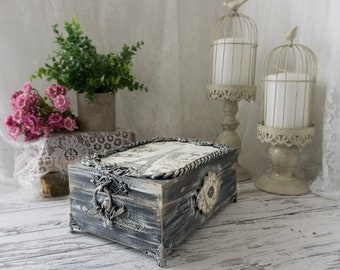 Shabby Chic Wooden Tea Box | Decoupage Tea Bag Organizer