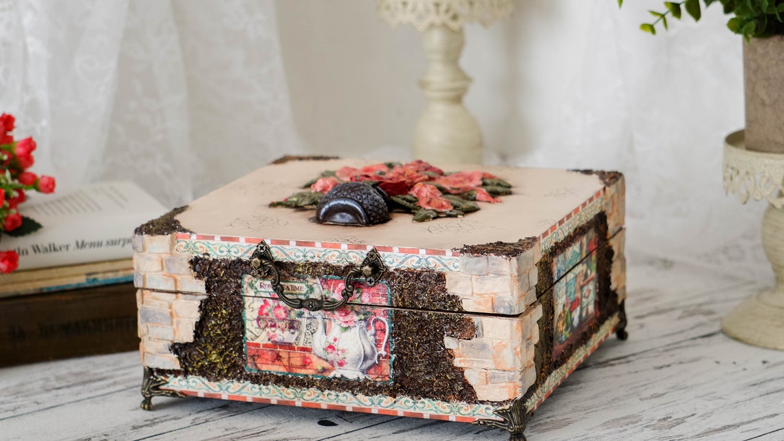 Vintage Tea Box Tissue Box and Tray Tea Box With 9 Etsy