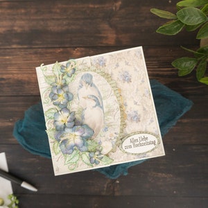 Carte de voeux 3D en papier fait main | Carte de mariage de félicitations avec noeud de ruban | Carte d'anniversaire de fleurs en papier fabriquées en papier, carte de félicitations pour toutes les occasions