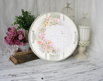 Decoupage Wooden Serving Tray | Shabby Chic Farmhouse Decor