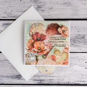 Biglietto d'auguri in carta fatta a mano in 3D/ Biglietto di congratulazioni con fiocco di nastro per lei/ Biglietto di compleanno con fiori di carta lavorati, Biglietto di congratulazioni per tutte le occasioni