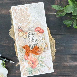 Carte de voeux 3D en papier fait main | Carte de félicitations avec noeud de ruban pour elle | Carte d'anniversaire de fleurs en papier | Carte de félicitations pour toutes les occasions