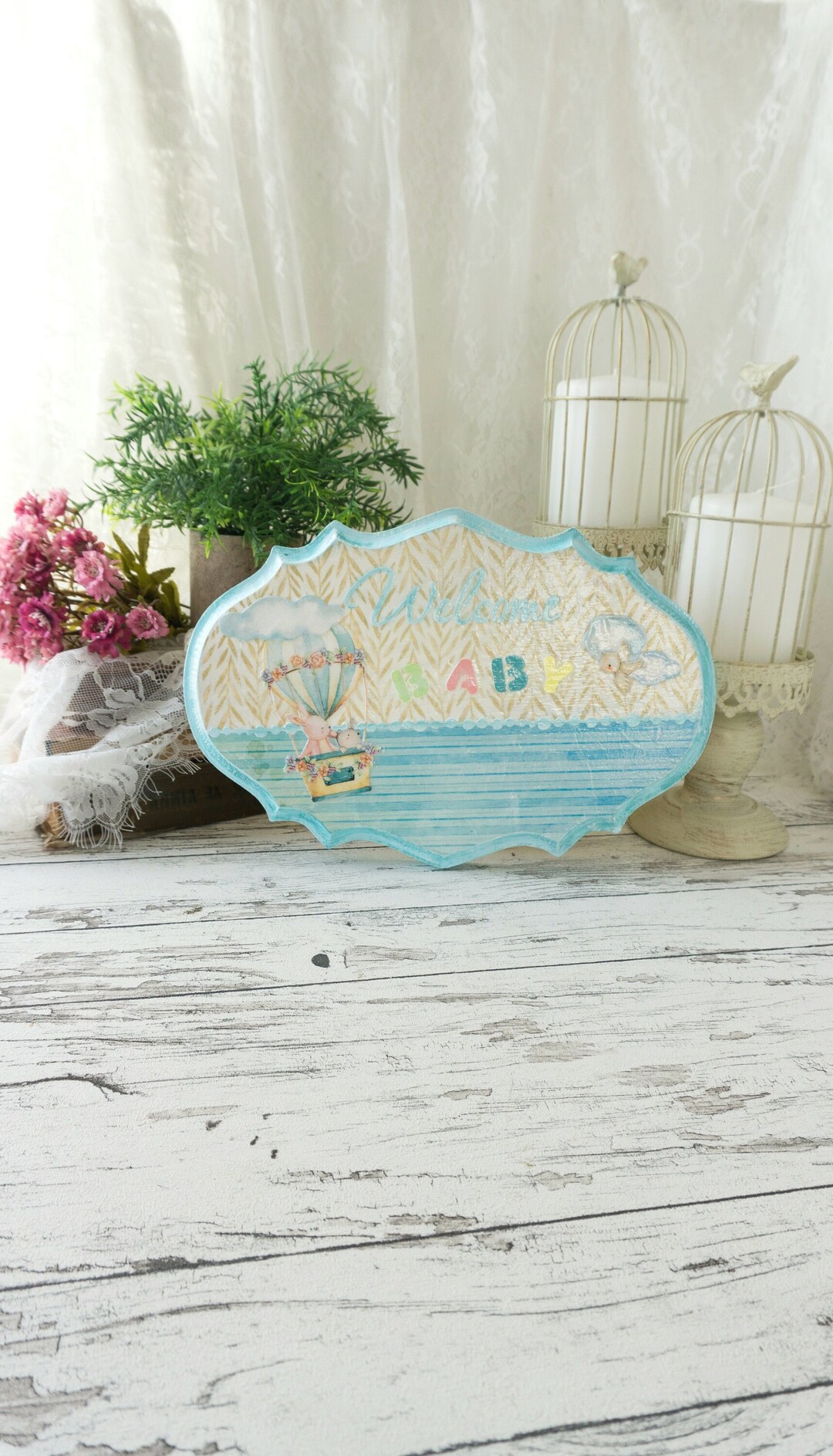 Nursery Wall Sign Decoupaged Wooden Sign New Parents Gift Etsy