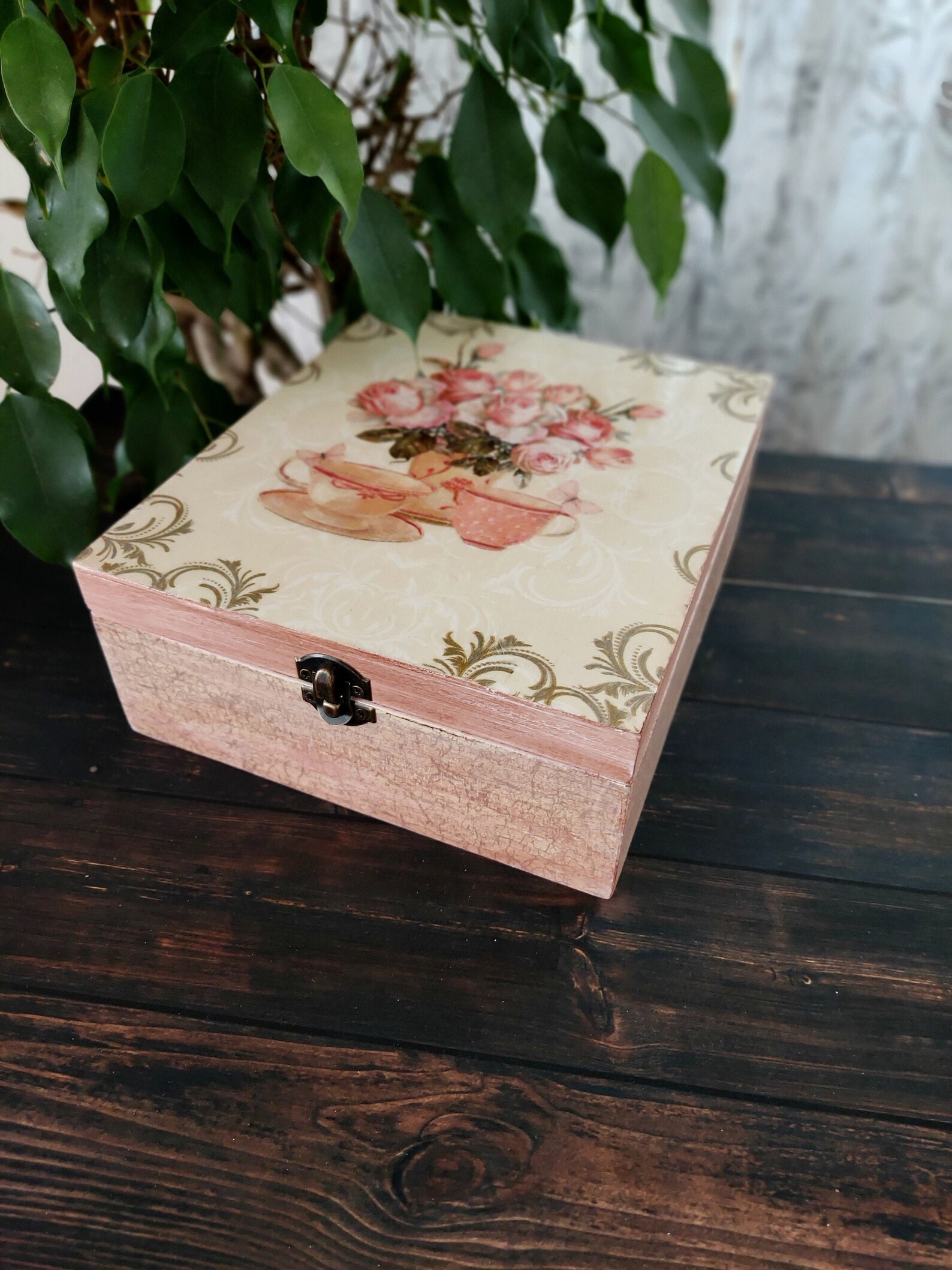 Caja de té vintage Caja de té con compartimentos Teebox | Etsy