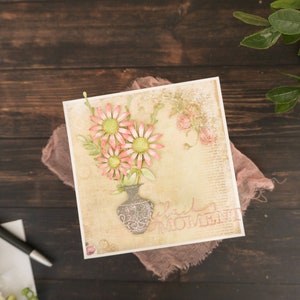 Biglietto di auguri in carta fatta a mano in 3D/ Biglietto di congratulazioni con fiocco di nastro per lei/ Biglietto di compleanno con fiori di carta lavorati, biglietto di congratulazioni per tutte le occasioni