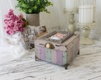 Handmade Wooden Tea Box | Decoupage Tea Bag Organizer