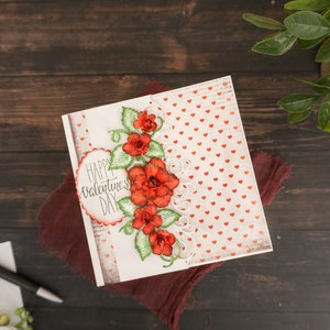 Biglietto di auguri in carta fatta a mano in 3D/Biglietto regalo di San Valentino con fiocco di nastro per lei; Biglietto di compleanno con fiori di carta lavorati a mano, biglietto di congratulazioni per tutte le occasioni