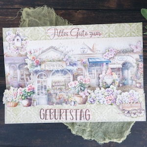Biglietto di auguri in carta fatta a mano in 3D / Biglietto di congratulazioni con fiocco di nastro per lei / Biglietto di compleanno con fiori di carta lavorati / Biglietto di congratulazioni per tutte le occasioni