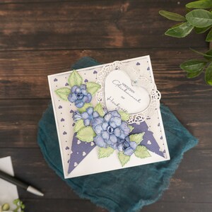 Biglietto di auguri in carta fatta a mano in 3D/ Biglietto di auguri per matrimonio con fiocco di nastro/ Biglietto di auguri per compleanno con fiori di carta lavorati, Biglietto di auguri per tutte le occasioni