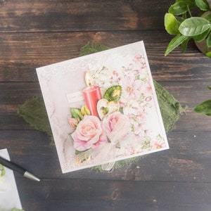 3D-wenskaart van handgeschept papier| Strik Valentijnscadeaubon voor haar; Verjaardagskaart met ambachtelijke papieren bloemen, felicitatiekaart voor alle gelegenheden