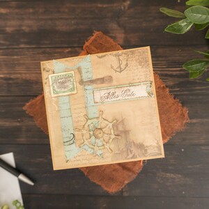 Carte de voeux 3D en papier fait main | Carte de félicitations nautique pour lui | Carte d'anniversaire de fleurs en papier fabriquées en papier, carte de félicitations pour toutes les occasions